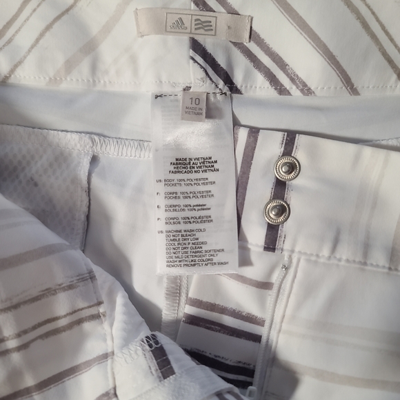 Adidas Women's Essentials 7" Golf Shorts Stretchy White Stripes Print si… - Picture 7 of 8